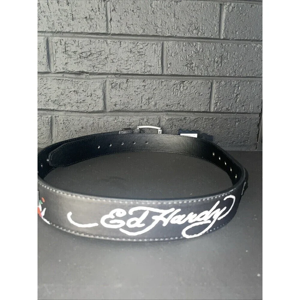 NWT ED HARDY studded skull belt Sz 36